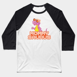 'MommySaurus With Ribbon And Shades' Dinosaurs T Rex Gift Baseball T-Shirt